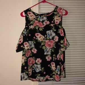 black and multi color floral blouse